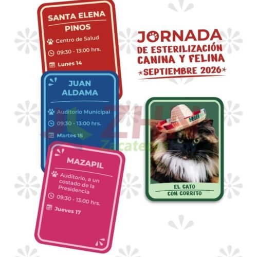 Esterilizará SSZ mascotas en los municipios de Pinos, Juan Aldama y Mazapil